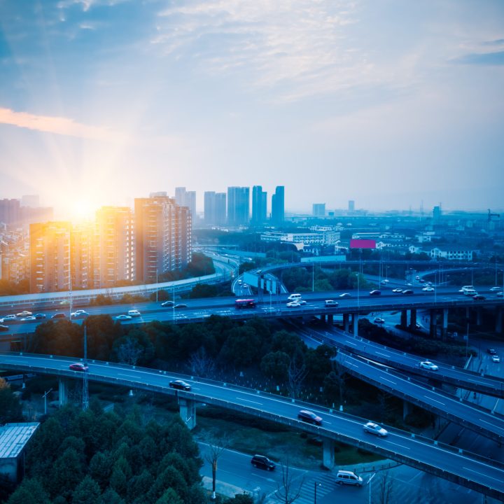 Aerial View of Suzhou overpass  in China.